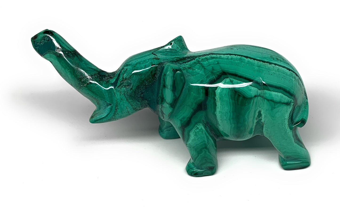 142.3g, 4.1"x1.1"x2.1" Natural Solid Malachite Elephant Figurine @Congo, B7265