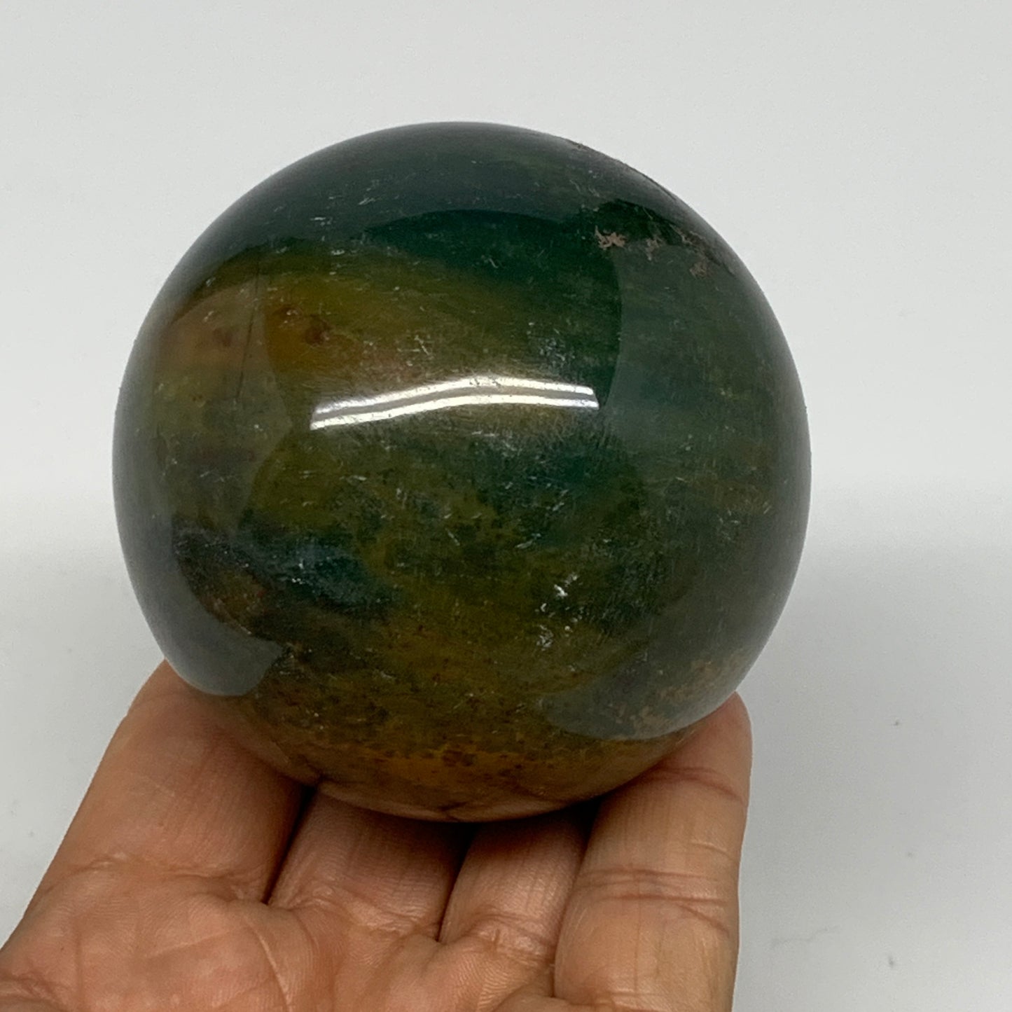 406.1g, 2.6" (66mm), Ocean Jasper Sphere Geode Crystal Reiki @Madagascar, B25353