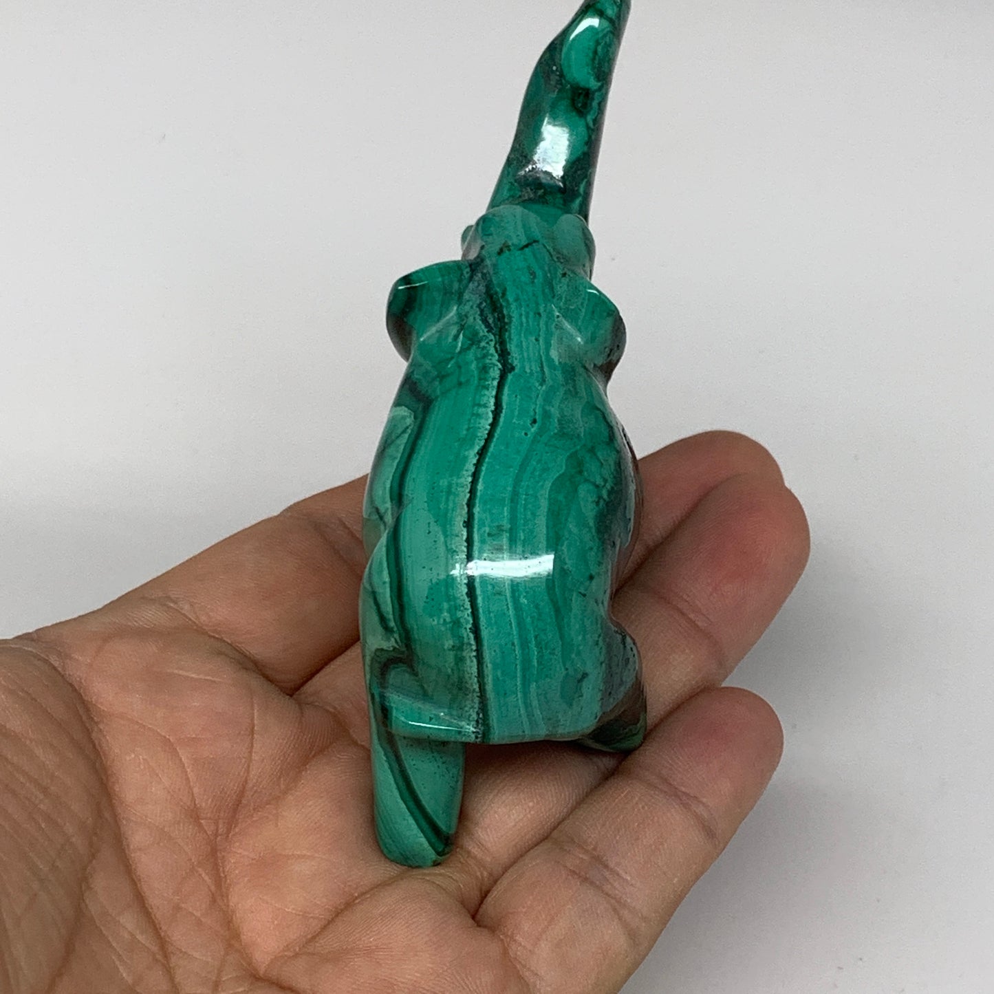 142.3g, 4.1"x1.1"x2.1" Natural Solid Malachite Elephant Figurine @Congo, B7265