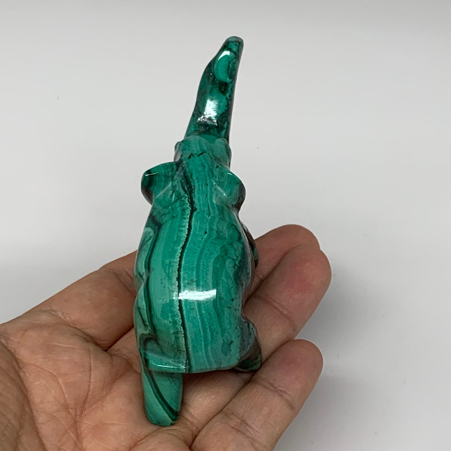 142.3g, 4.1"x1.1"x2.1" Natural Solid Malachite Elephant Figurine @Congo, B7265