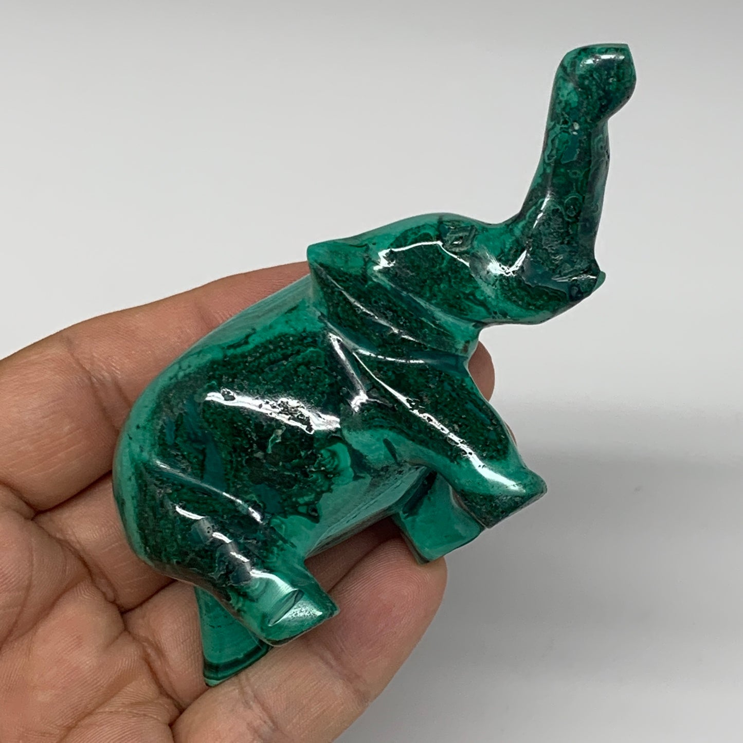 142.3g, 4.1"x1.1"x2.1" Natural Solid Malachite Elephant Figurine @Congo, B7265