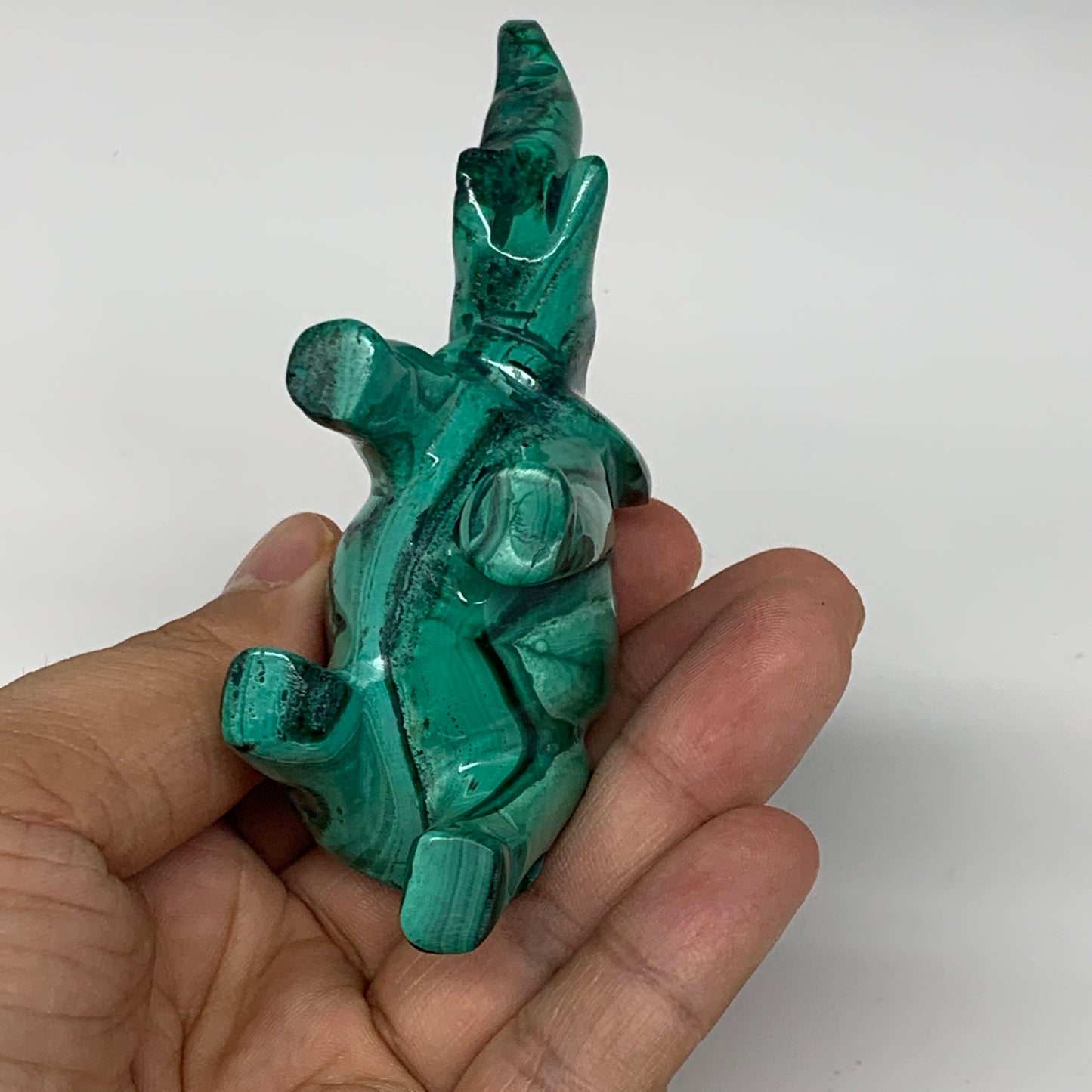 142.3g, 4.1"x1.1"x2.1" Natural Solid Malachite Elephant Figurine @Congo, B7265