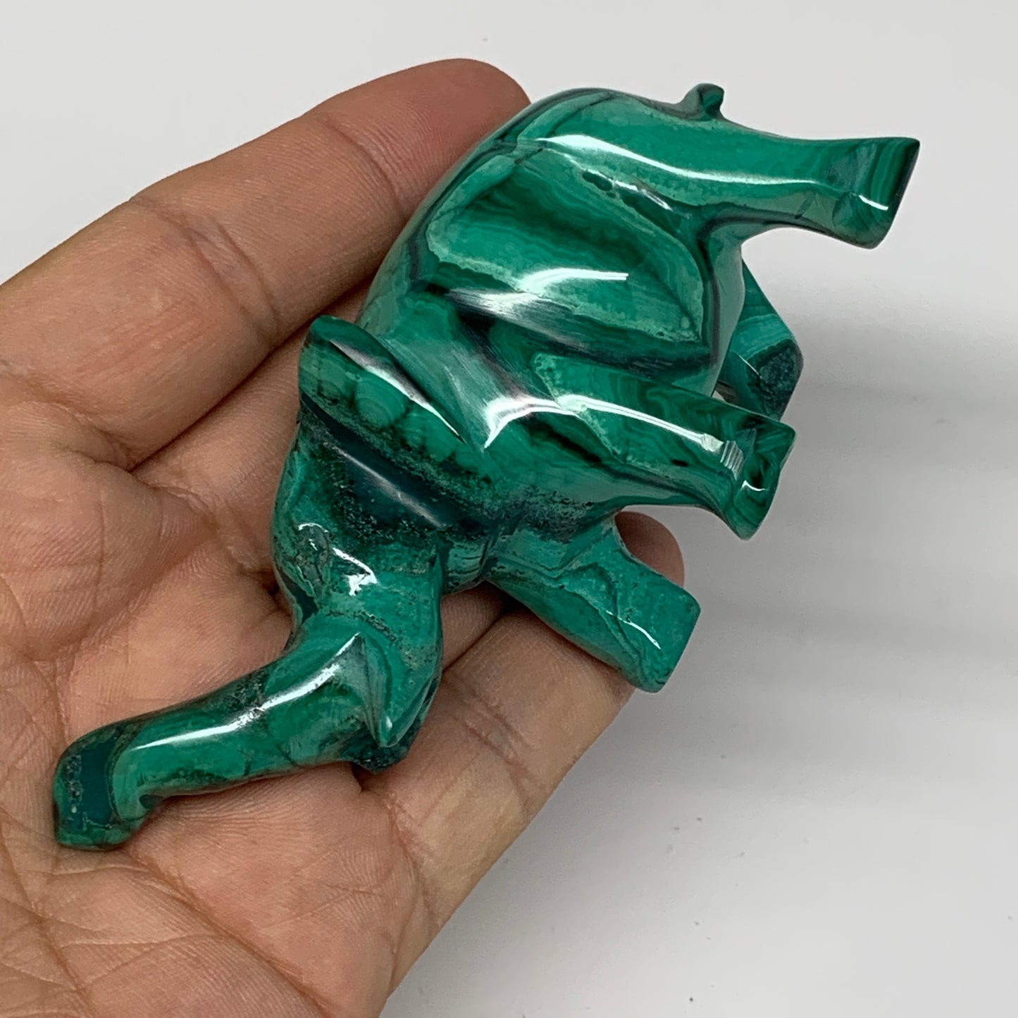 142.3g, 4.1"x1.1"x2.1" Natural Solid Malachite Elephant Figurine @Congo, B7265