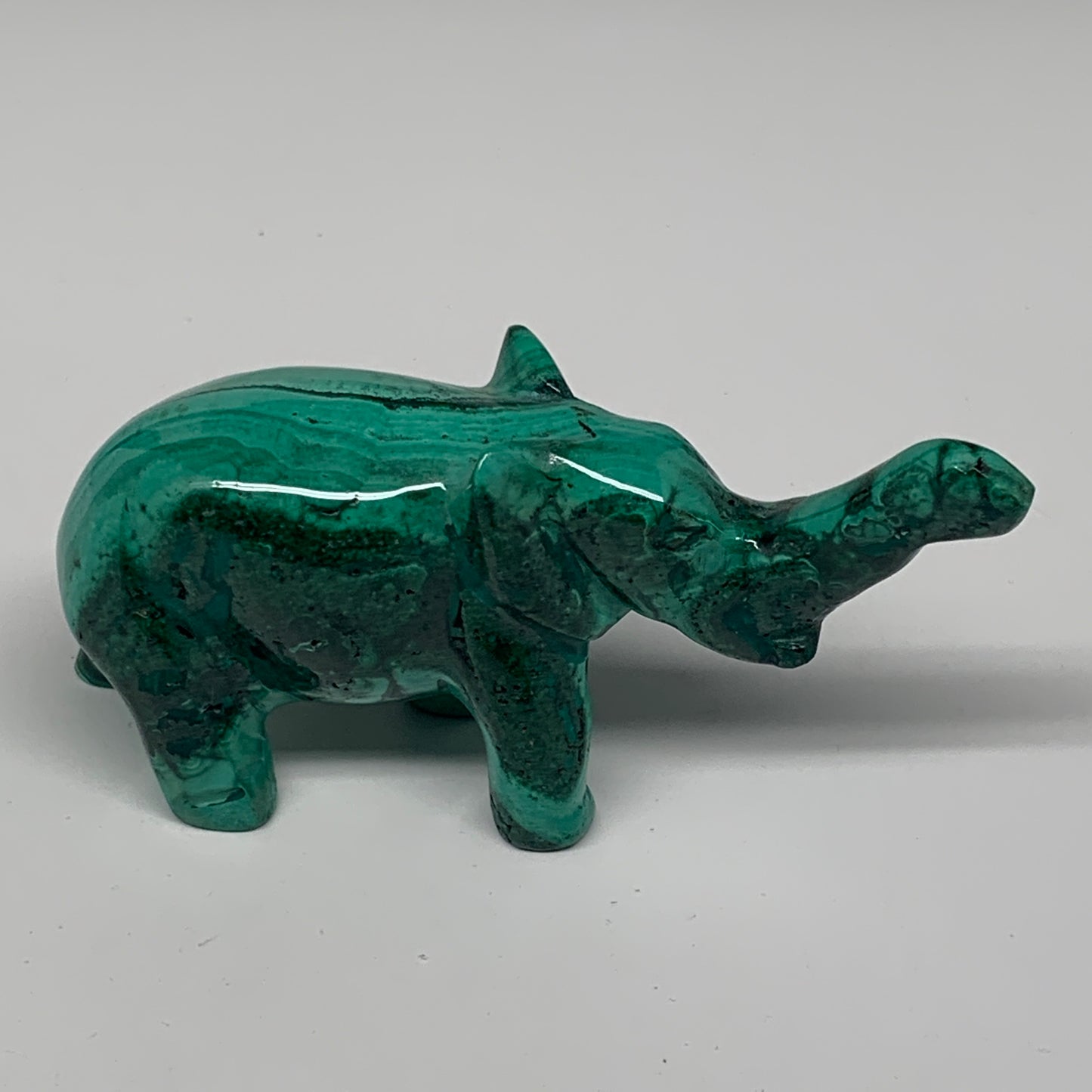 142.3g, 4.1"x1.1"x2.1" Natural Solid Malachite Elephant Figurine @Congo, B7265