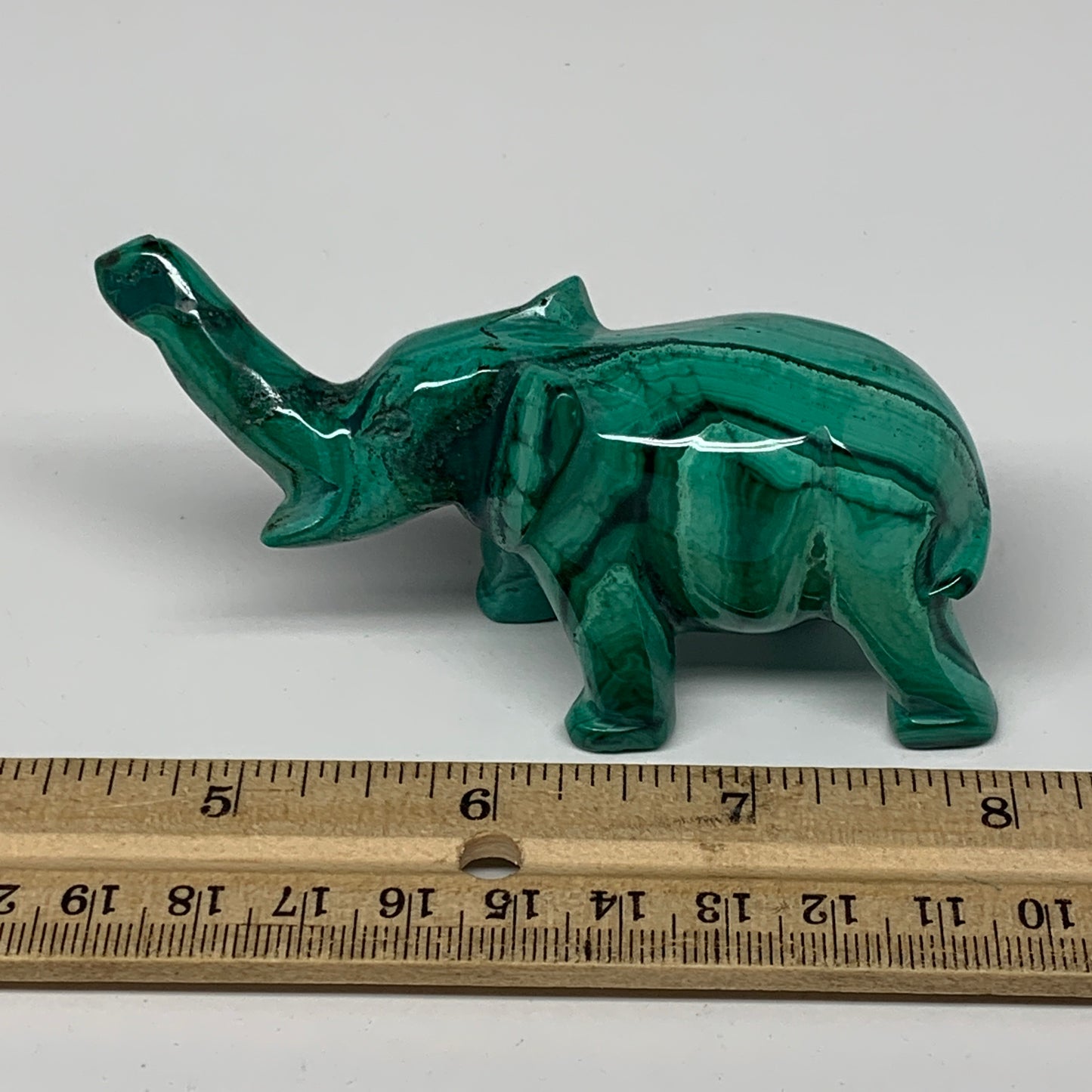 142.3g, 4.1"x1.1"x2.1" Natural Solid Malachite Elephant Figurine @Congo, B7265