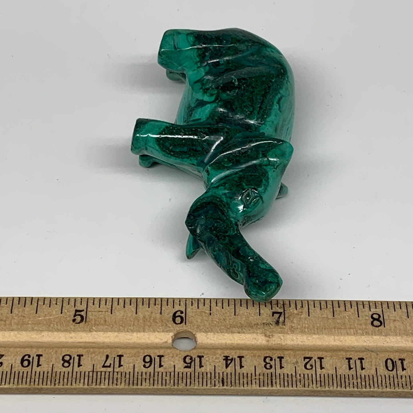 142.3g, 4.1"x1.1"x2.1" Natural Solid Malachite Elephant Figurine @Congo, B7265