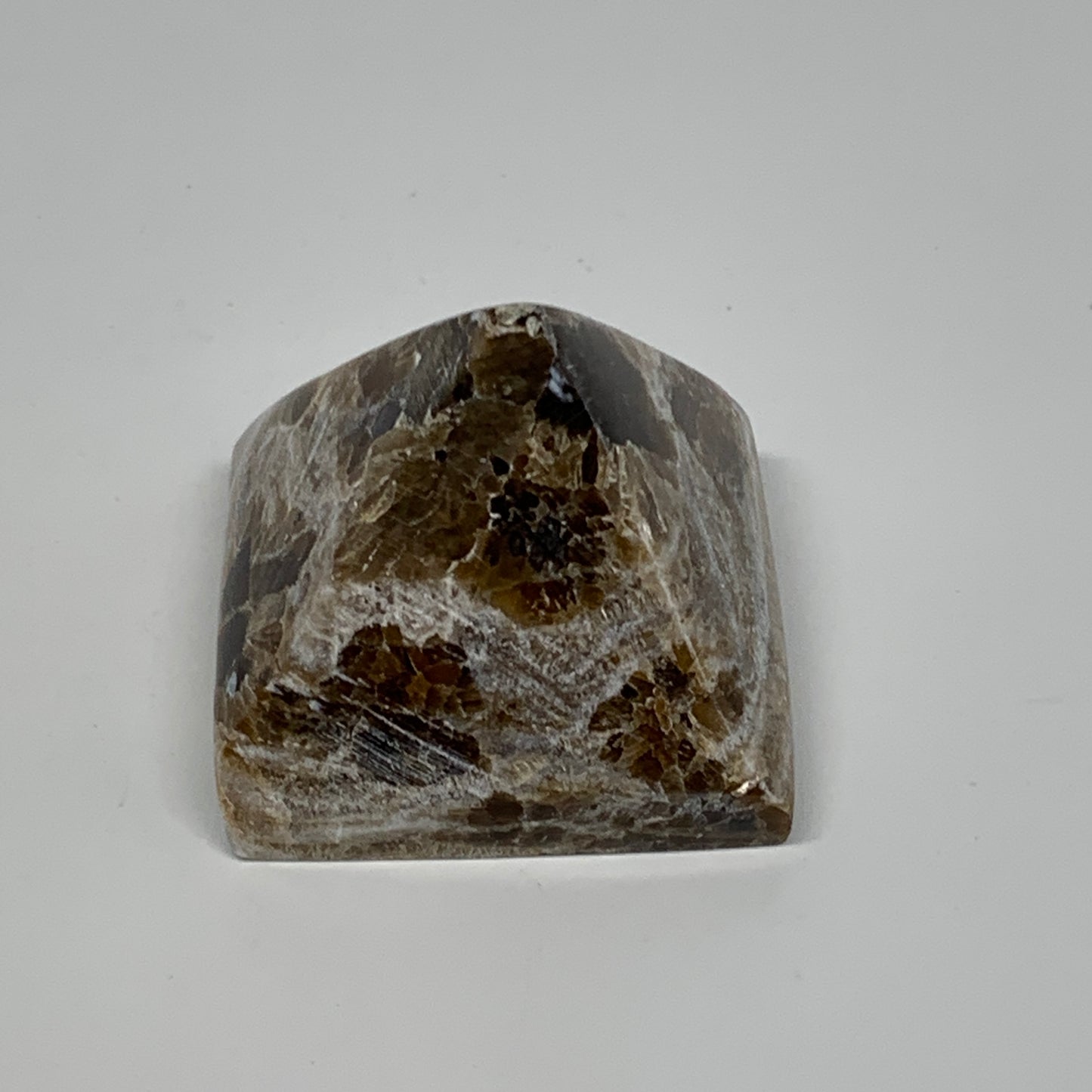 63.5g, 1.3"x1.6"x1.6" Chocolate/Gray Onyx Pyramid Gemstone @Morocco, B18952