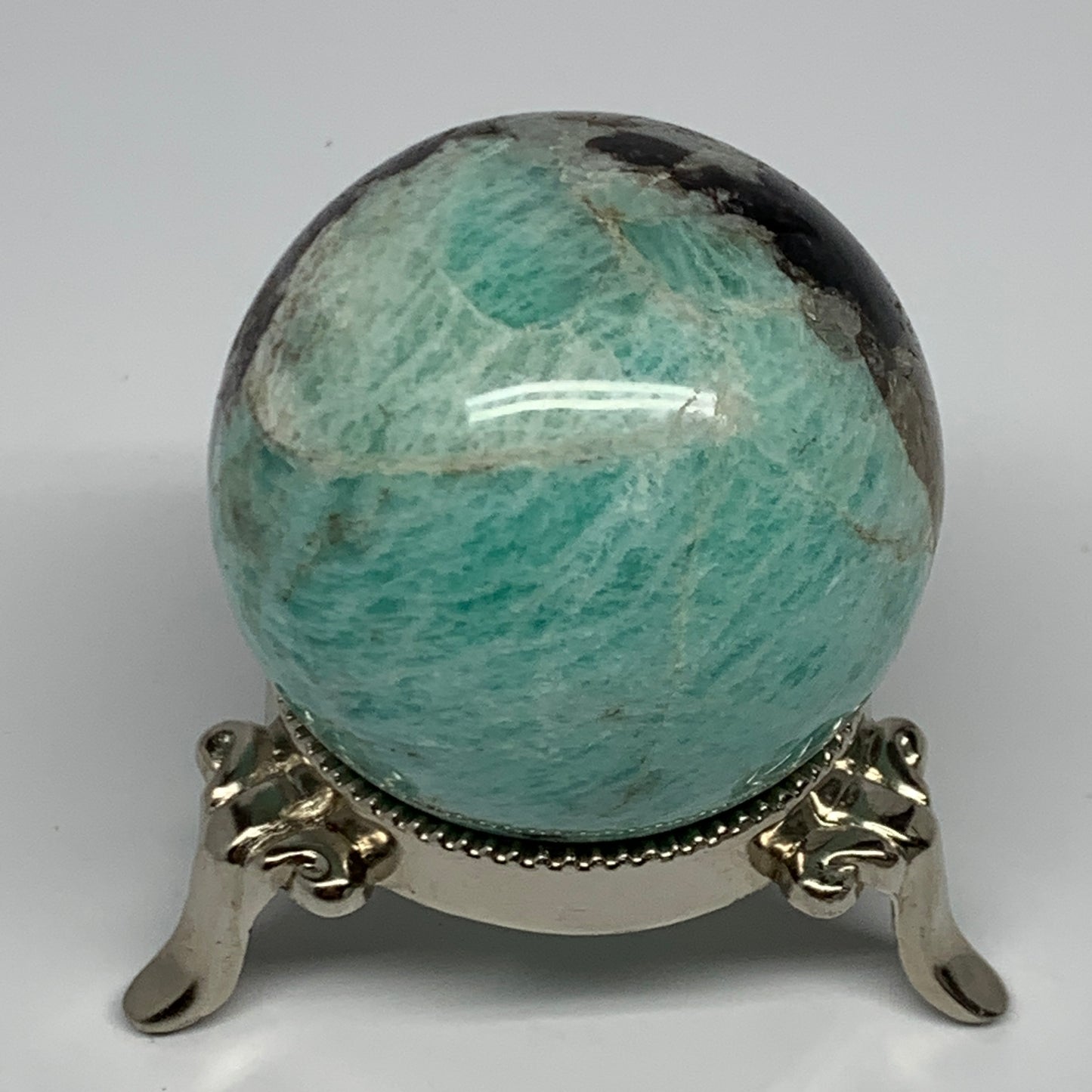 183.8g, 2" Amazonite Smoky Quartz Sphere Ball Gemstone from Madagascar,B15856
