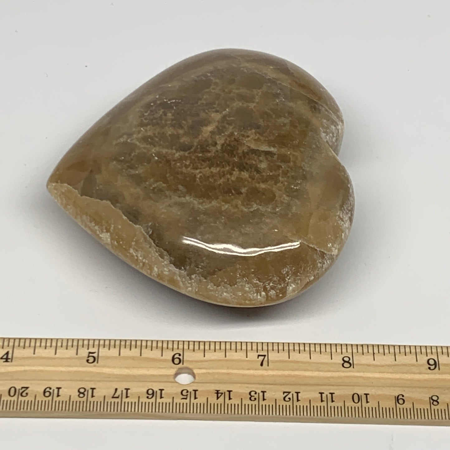 528g, 3.8"x4.1"x1.7" Honey Calcite Heart Gemstones, Collectible @Pakistan,B27011