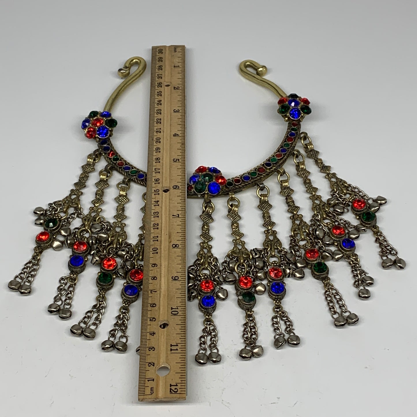 345g, 11"x5"Kuchi Turkmen Choker Necklace Multi-Color Tribal Gypsy Beho,B14136