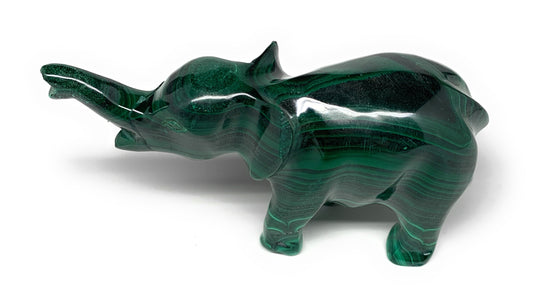 130.9g, 3.8"x1"x1.7" Repaired Solid Malachite Elephant Figurine @Congo, B7274