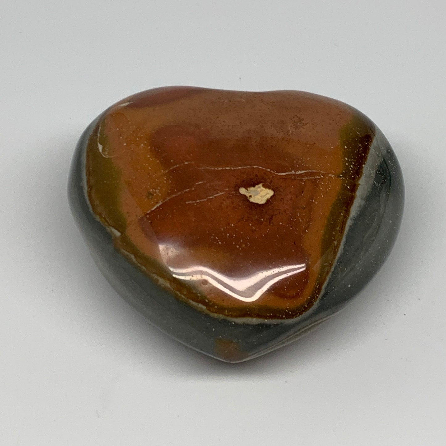 483.1g, 3.4"x3.7"x1.8" Polychrome Jasper Heart Polished Healing Crystal, B17435