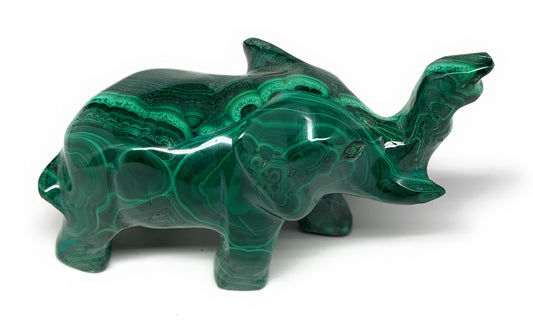 168.3g, 3.7"x1.3"x1.9" Natural Solid Malachite Elephant Figurine @Congo, B7277