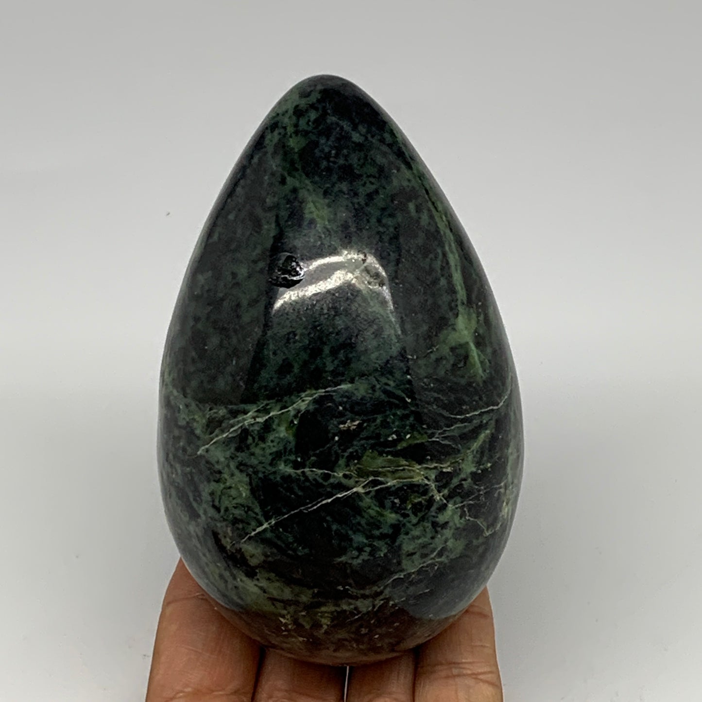 733g, 4.5"x2.8" Natural Green Nephrite Jade Egg Gemstone, @Pakistan, B25365