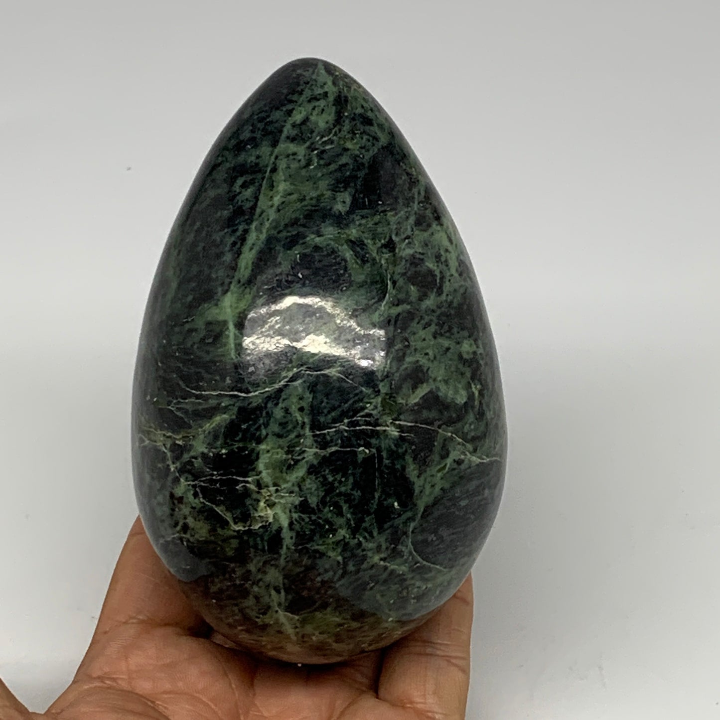 733g, 4.5"x2.8" Natural Green Nephrite Jade Egg Gemstone, @Pakistan, B25365