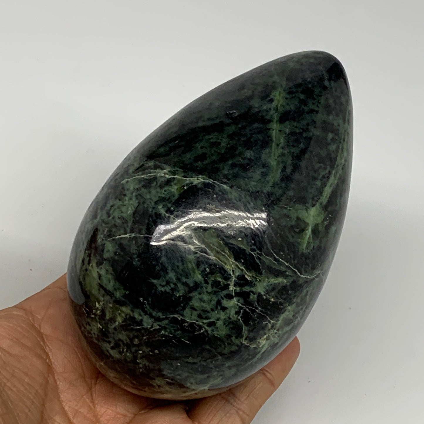 733g, 4.5"x2.8" Natural Green Nephrite Jade Egg Gemstone, @Pakistan, B25365