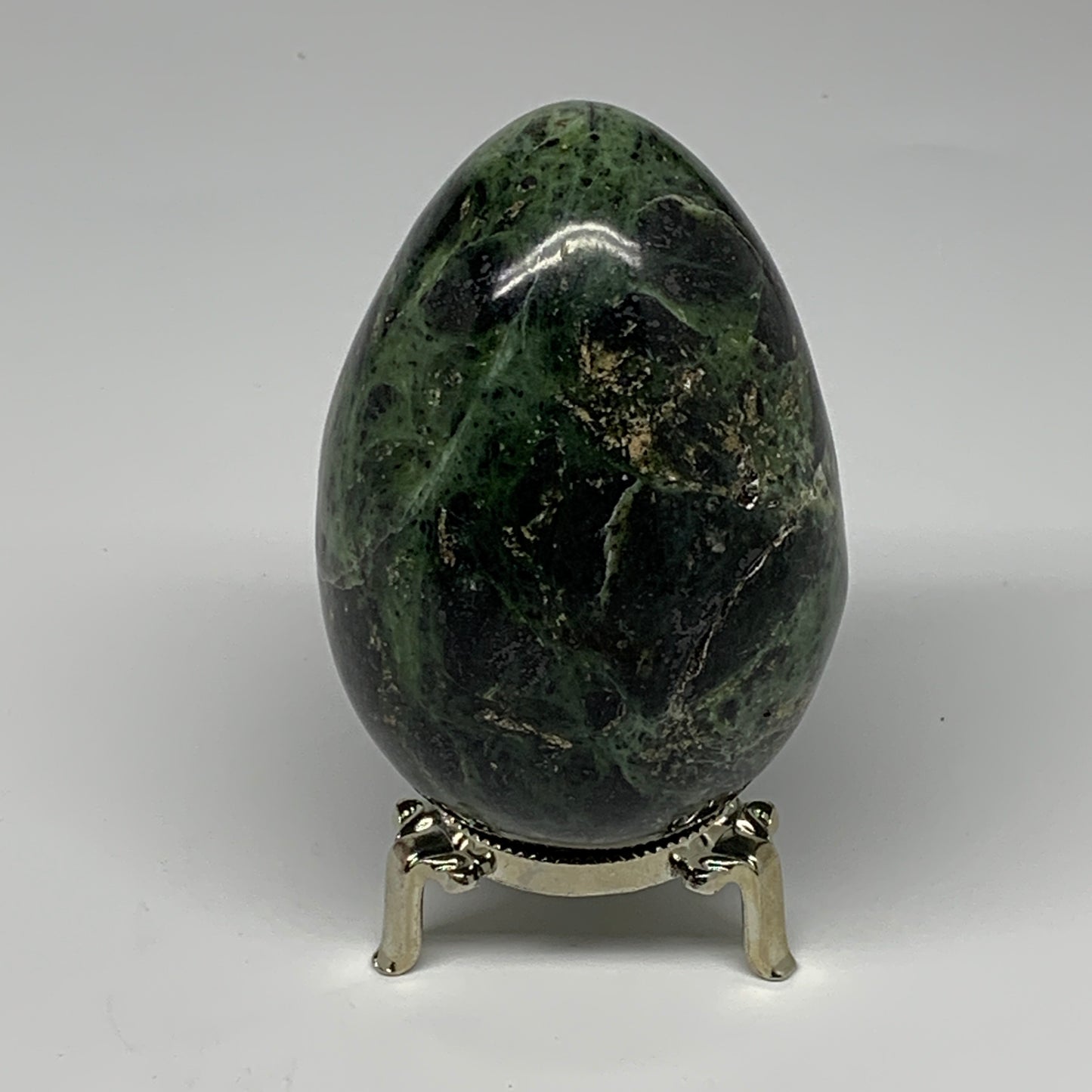 573g, 3.8"x2.7" Natural Green Nephrite Jade Egg Gemstone, @Pakistan, B25366