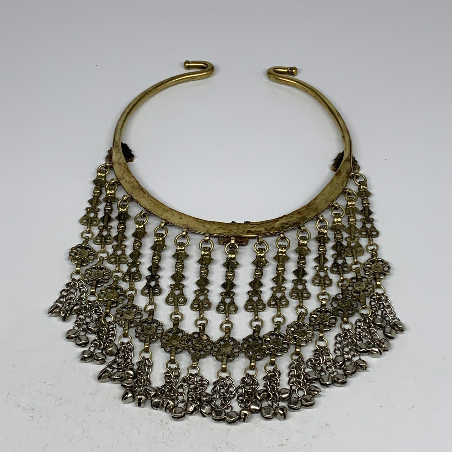 305g, 11"x5.75"Kuchi Turkmen Choker Necklace Multi-Color Tribal Gypsy Beho,B1414