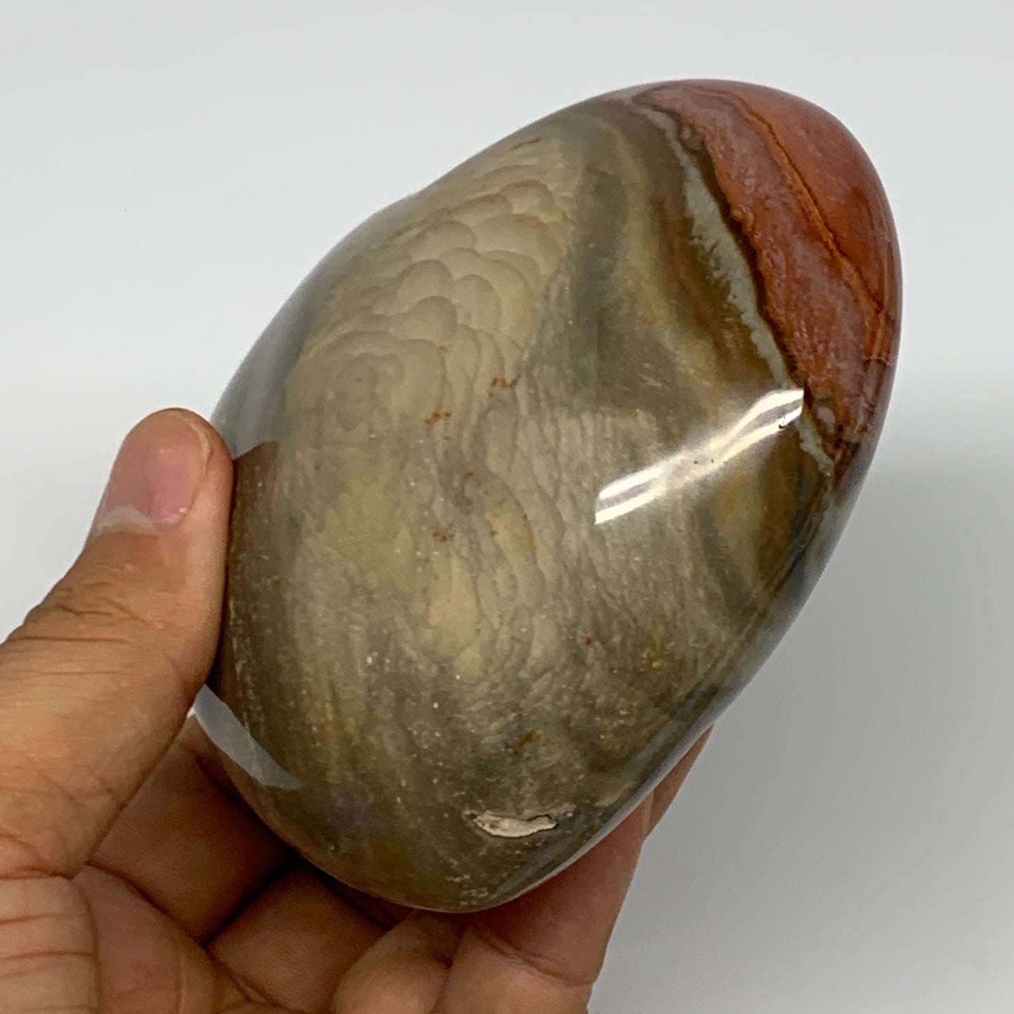 475g, 3.5"x3.8"x1.7" Polychrome Jasper Heart Polished Healing Crystal, B17442