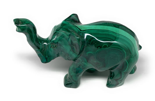 229.5g, 4.1"x1.2"x2.1" Natural Solid Malachite Elephant Figurine @Congo, B7283