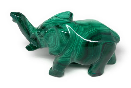 187.8g, 3.9"x1.1"x2" Natural Solid Malachite Elephant Figurine @Congo, B7286