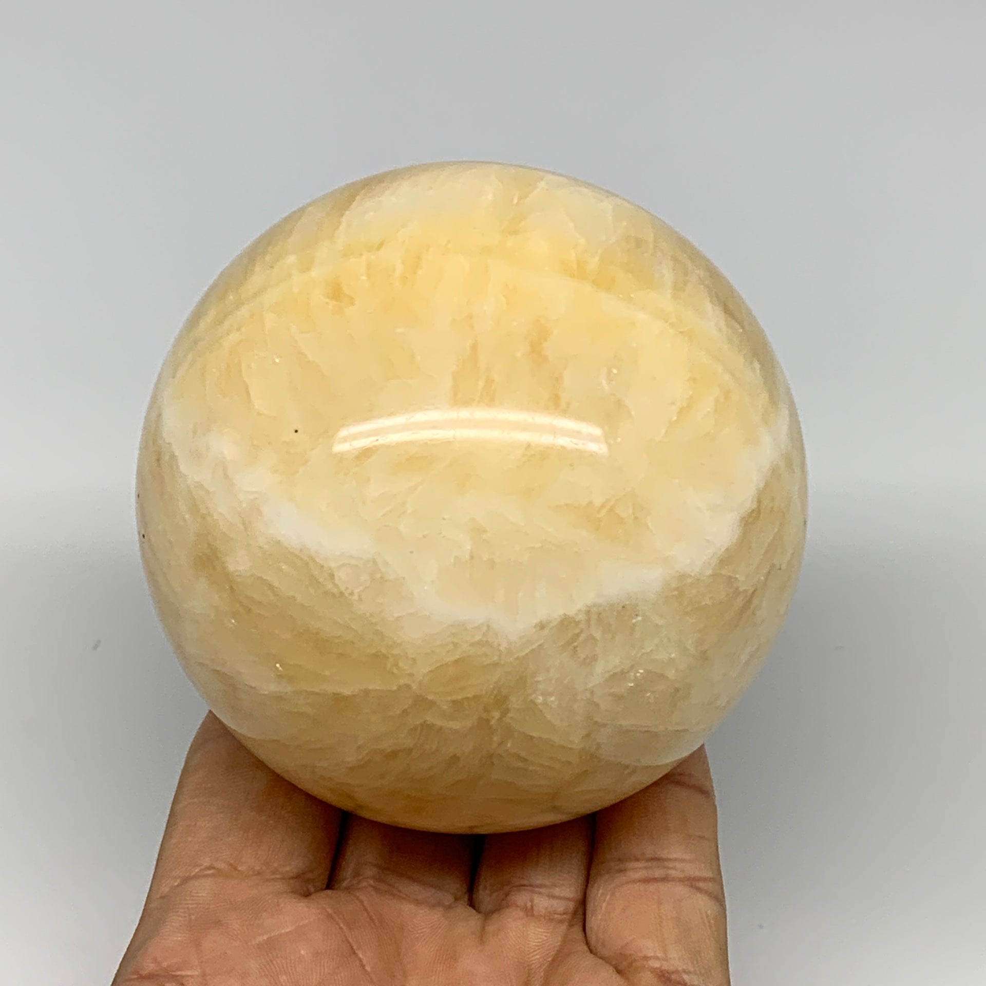 1.62lbs,3.2"(80mm)YellowCalciteSphereGemstone,HealingCrystal,B25375