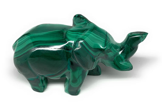 247.9g, 4"x1.4"x2" Natural Solid Malachite Elephant Figurine @Congo, B7291