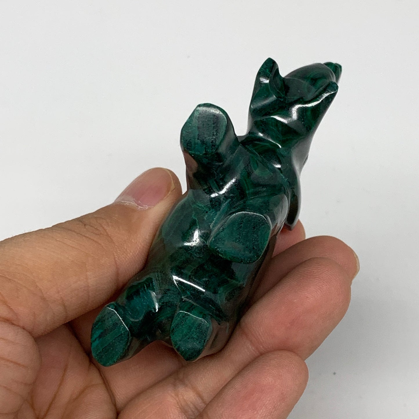 133g, 3.5"x0.9"x2.2" Natural Solid Malachite Elephant Figurine @Congo, B7293