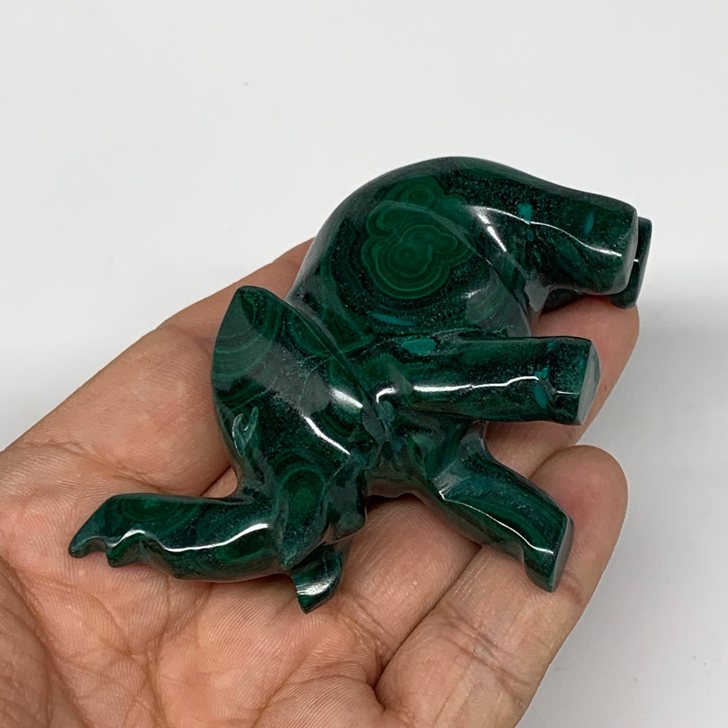 133g, 3.5"x0.9"x2.2" Natural Solid Malachite Elephant Figurine @Congo, B7293