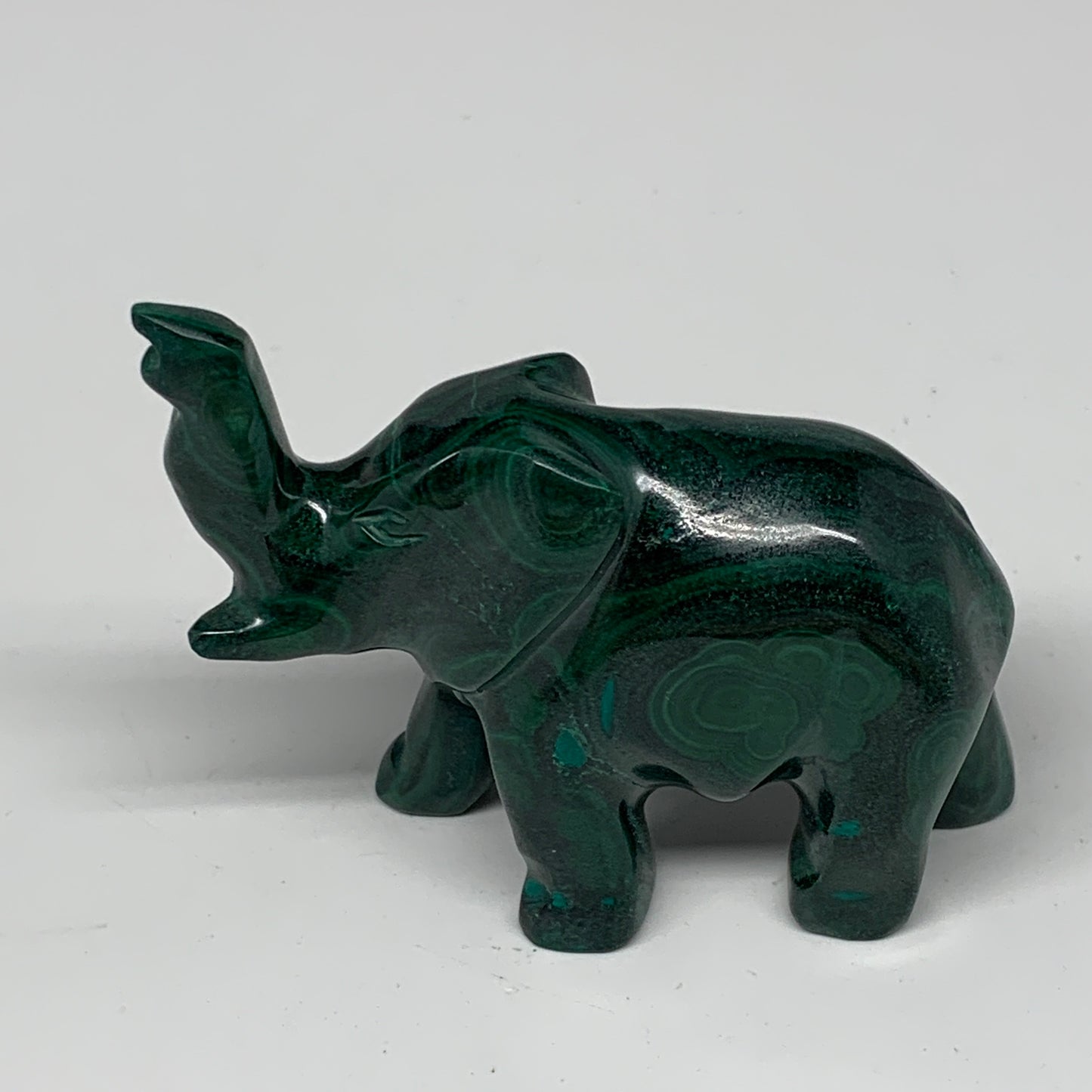 133g, 3.5"x0.9"x2.2" Natural Solid Malachite Elephant Figurine @Congo, B7293