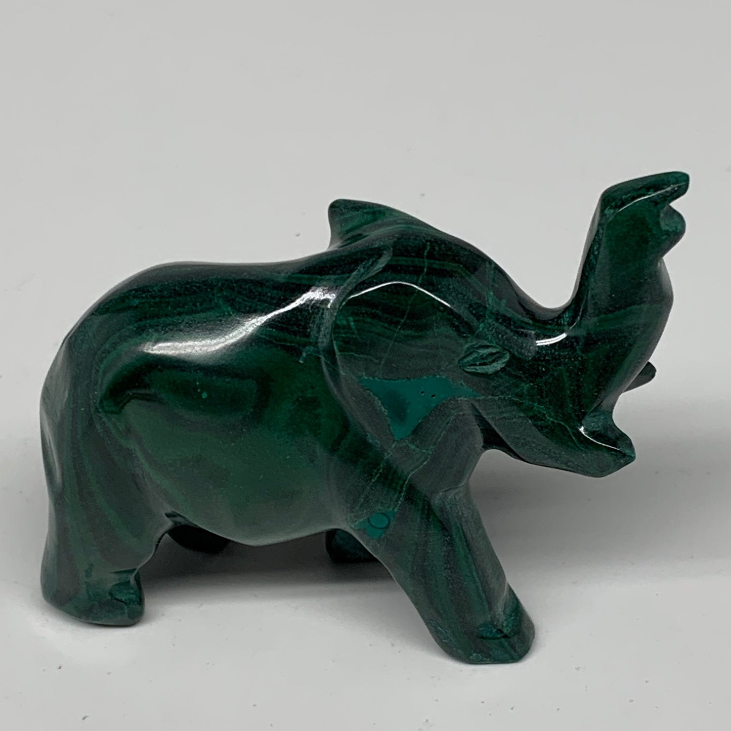 133g, 3.5"x0.9"x2.2" Natural Solid Malachite Elephant Figurine @Congo, B7293