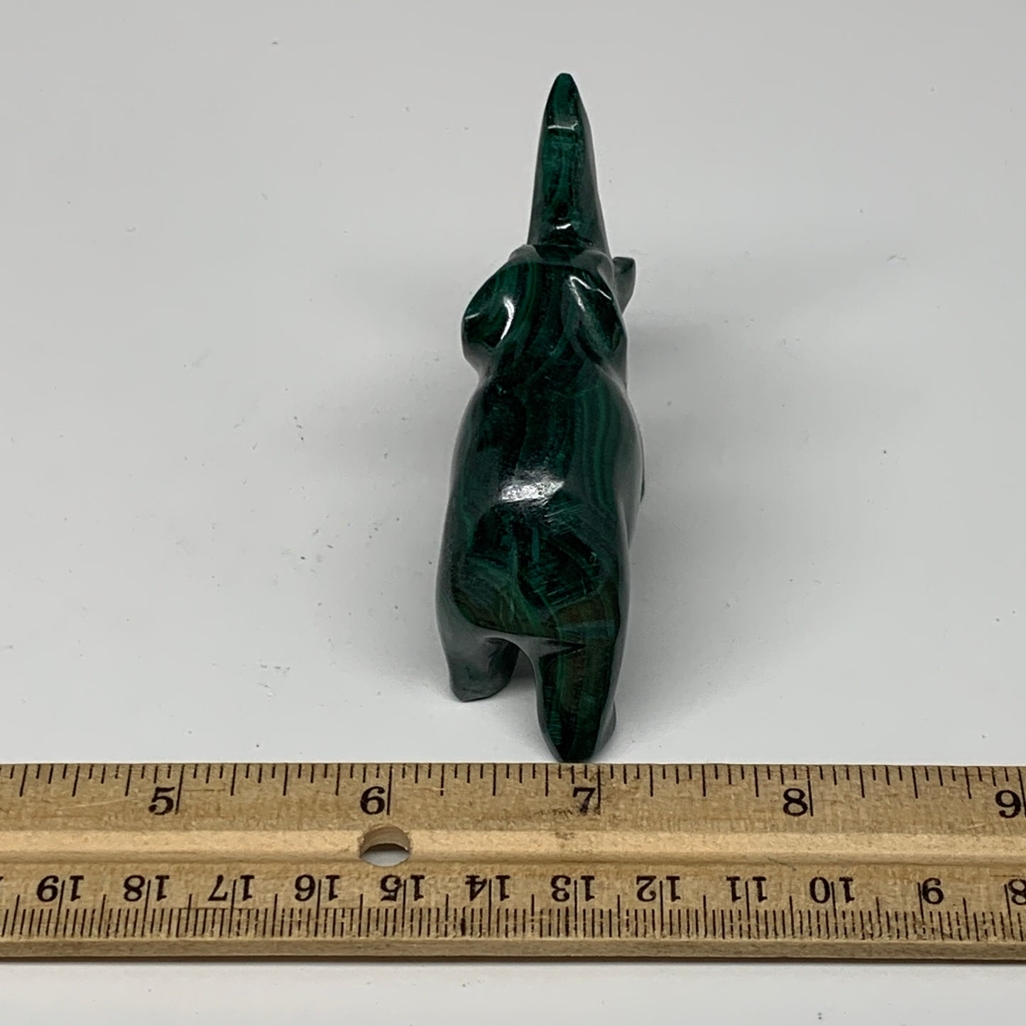 133g, 3.5"x0.9"x2.2" Natural Solid Malachite Elephant Figurine @Congo, B7293