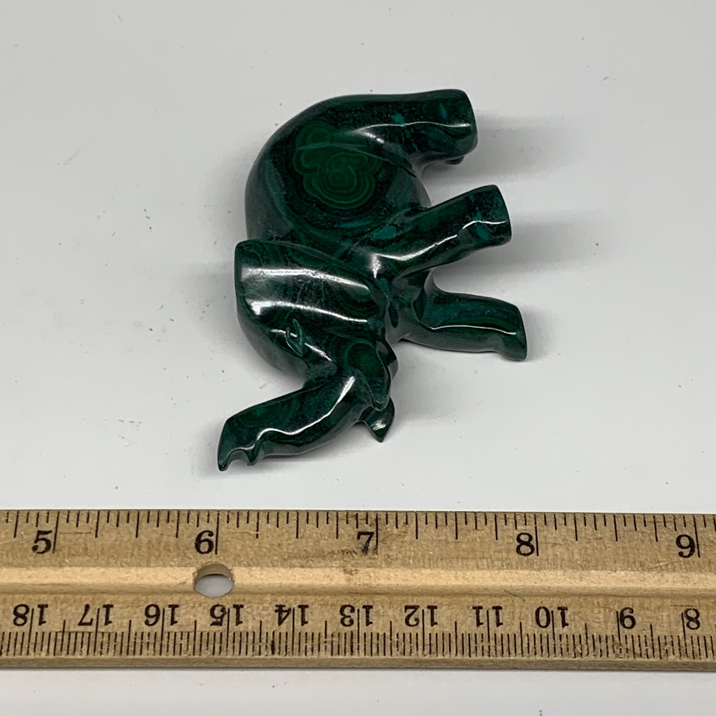 133g, 3.5"x0.9"x2.2" Natural Solid Malachite Elephant Figurine @Congo, B7293