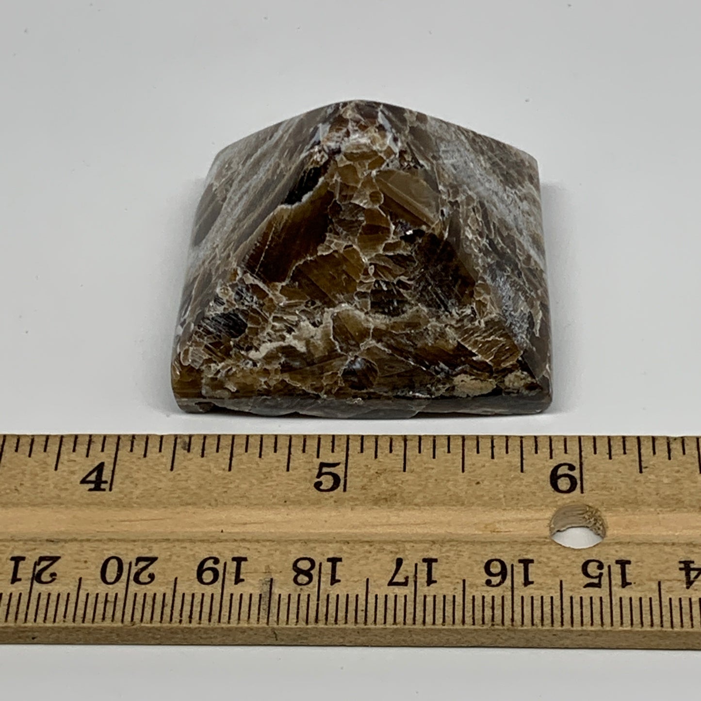 61.2g, 1.3"x1.7"x1.6" Chocolate/Gray Onyx Pyramid Gemstone @Morocco, B18986