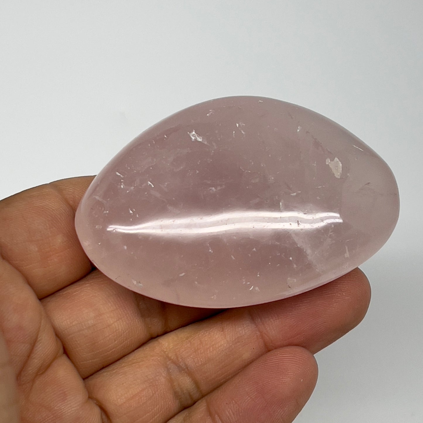 84.7g ,2.5"x1.7"x0.9", Rose Quartz Palm-stone Tumbled Reiki @Madagascar,B20542