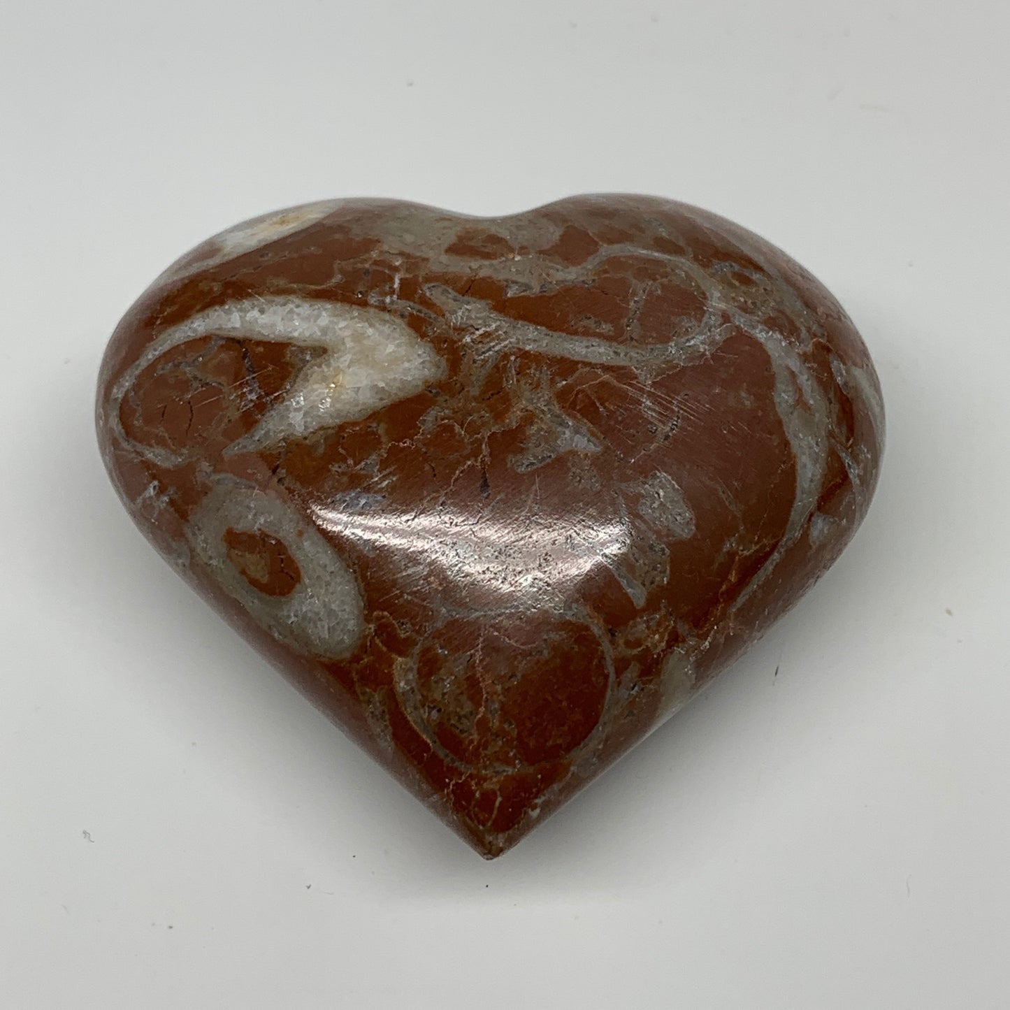 105.7g,2.2"x2.3"x1.1"Natural Untreated Red Shell Fossils Heart Reiki Energy,F939