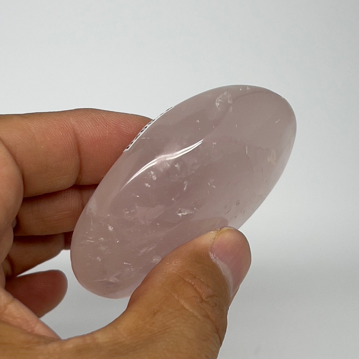 84.7g ,2.5"x1.7"x0.9", Rose Quartz Palm-stone Tumbled Reiki @Madagascar,B20542