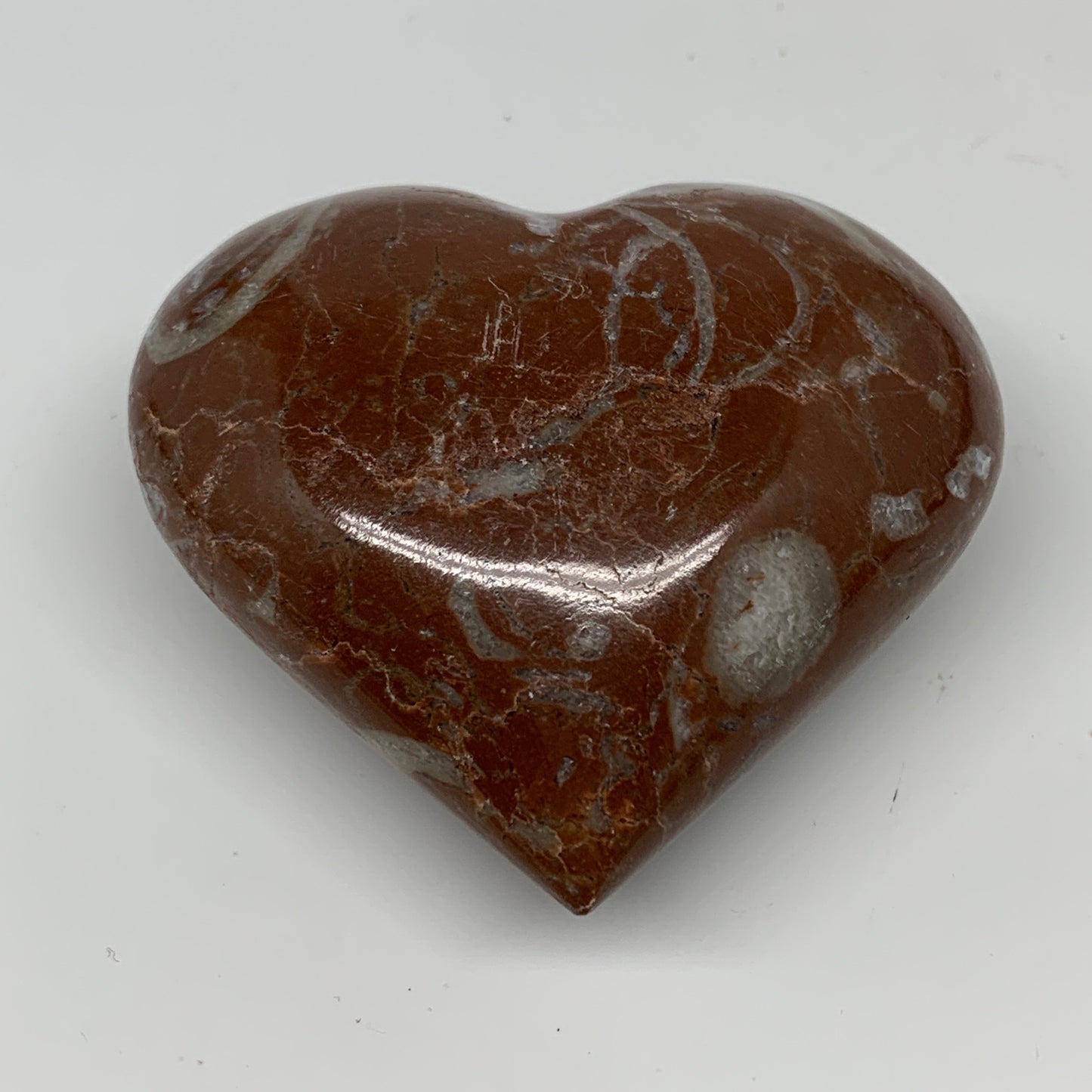 105.7g,2.2"x2.3"x1.1"Natural Untreated Red Shell Fossils Heart Reiki Energy,F939