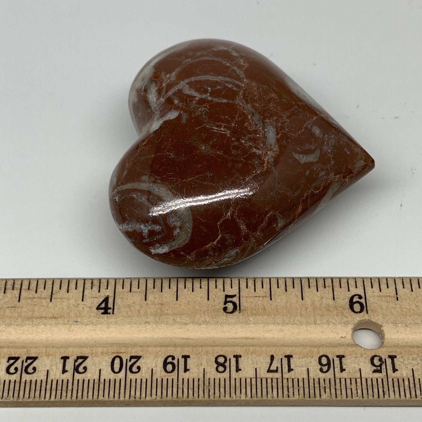 105.7g,2.2"x2.3"x1.1"Natural Untreated Red Shell Fossils Heart Reiki Energy,F939