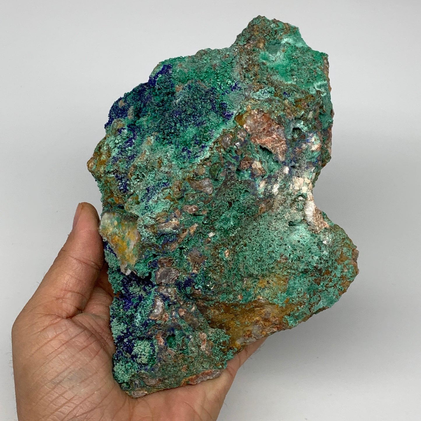 1138g, 7.1"x4.7"x2.8", Rough Azurite Malachite Mineral Specimen @Morocco, B10913