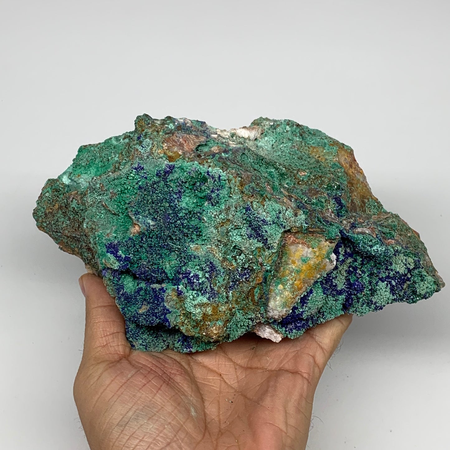 1138g, 7.1"x4.7"x2.8", Rough Azurite Malachite Mineral Specimen @Morocco, B10913