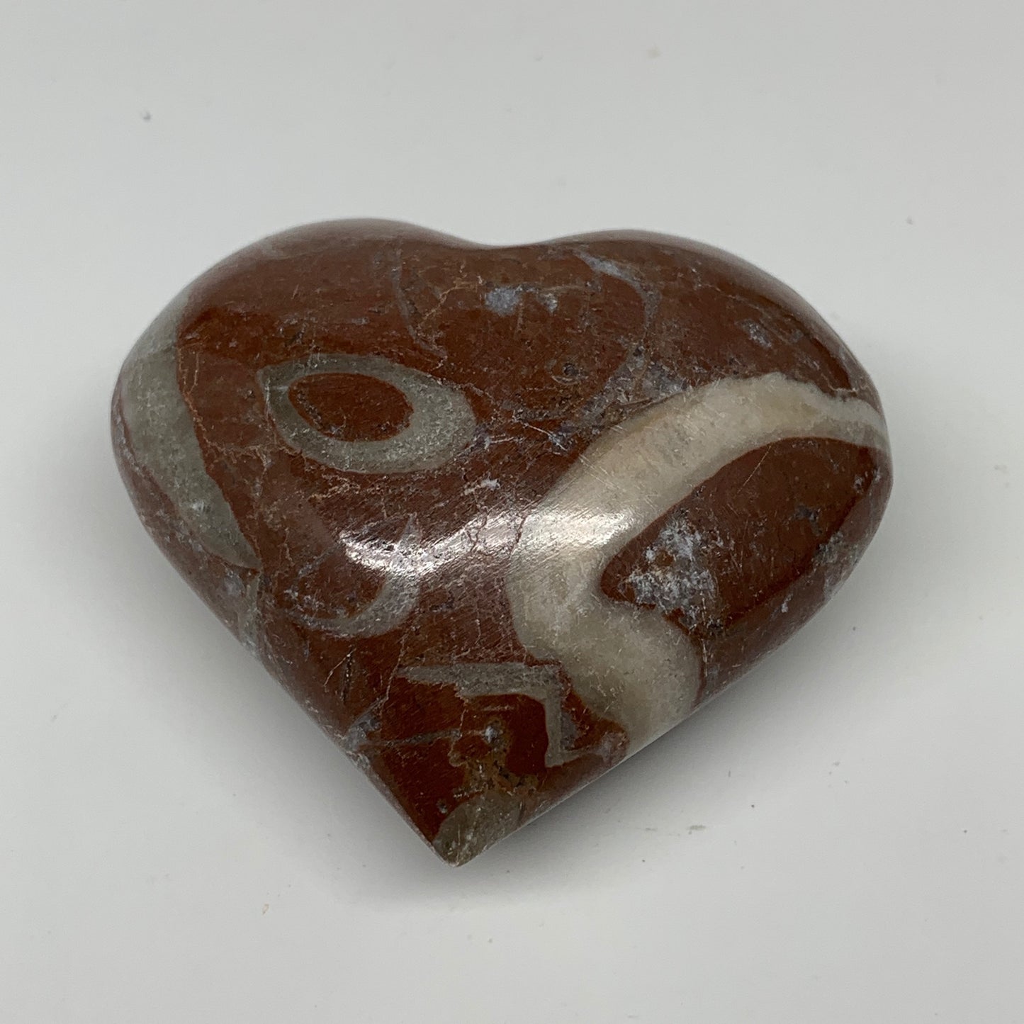 85.2g,2"x2.2"x1"Natural Untreated Red Shell Fossils Heart Reiki Energy,F941