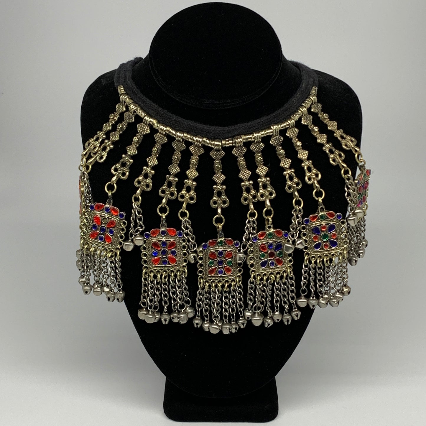 205g, 17" Kuchi Turkmen Choker Necklace Multi-Color Tribal Gypsy Beho,B14170