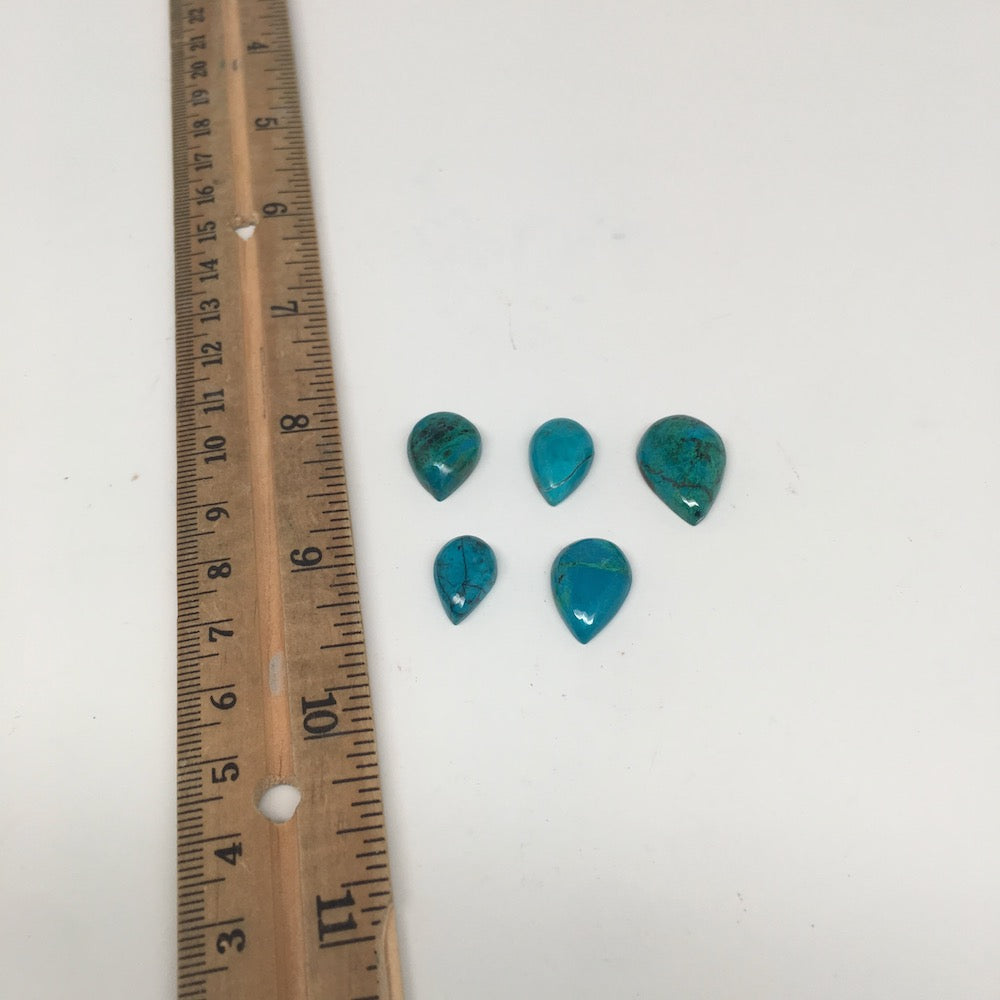 33 cts, 5pcs, Natural Teardrop Flat Bottom Chrysocolla Cabochons @Mexico,Lot22 - watangem.com