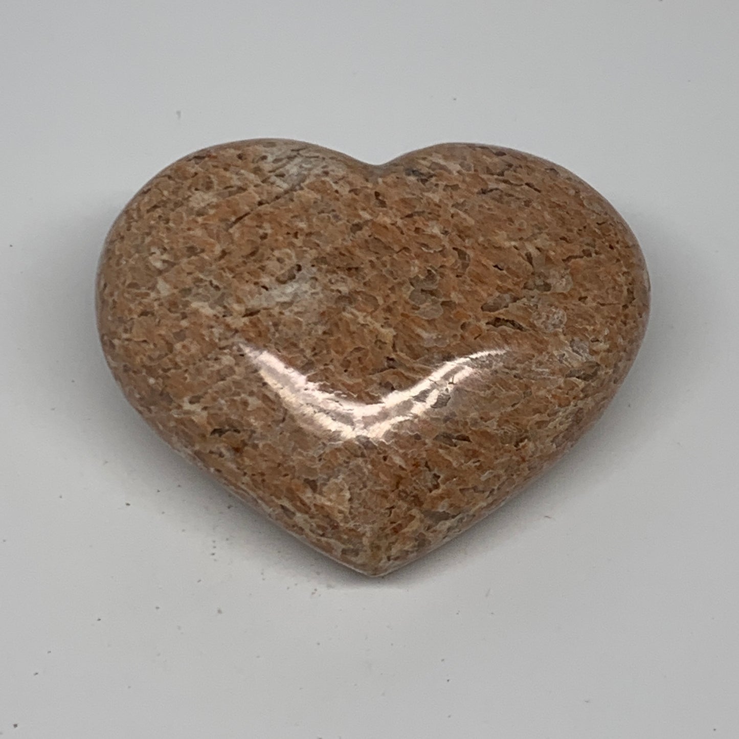 181.5g,2.4"x2.9"x1.3", Pink Peach Moonstone Heart Crystal Polished Reiki,B17467