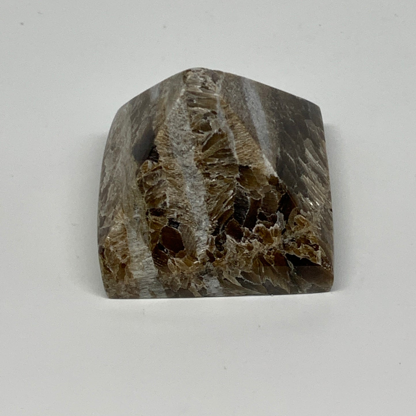 66.1g, 1.3"x1.6"x1.6" Chocolate/Gray Onyx Pyramid Gemstone @Morocco, B19005