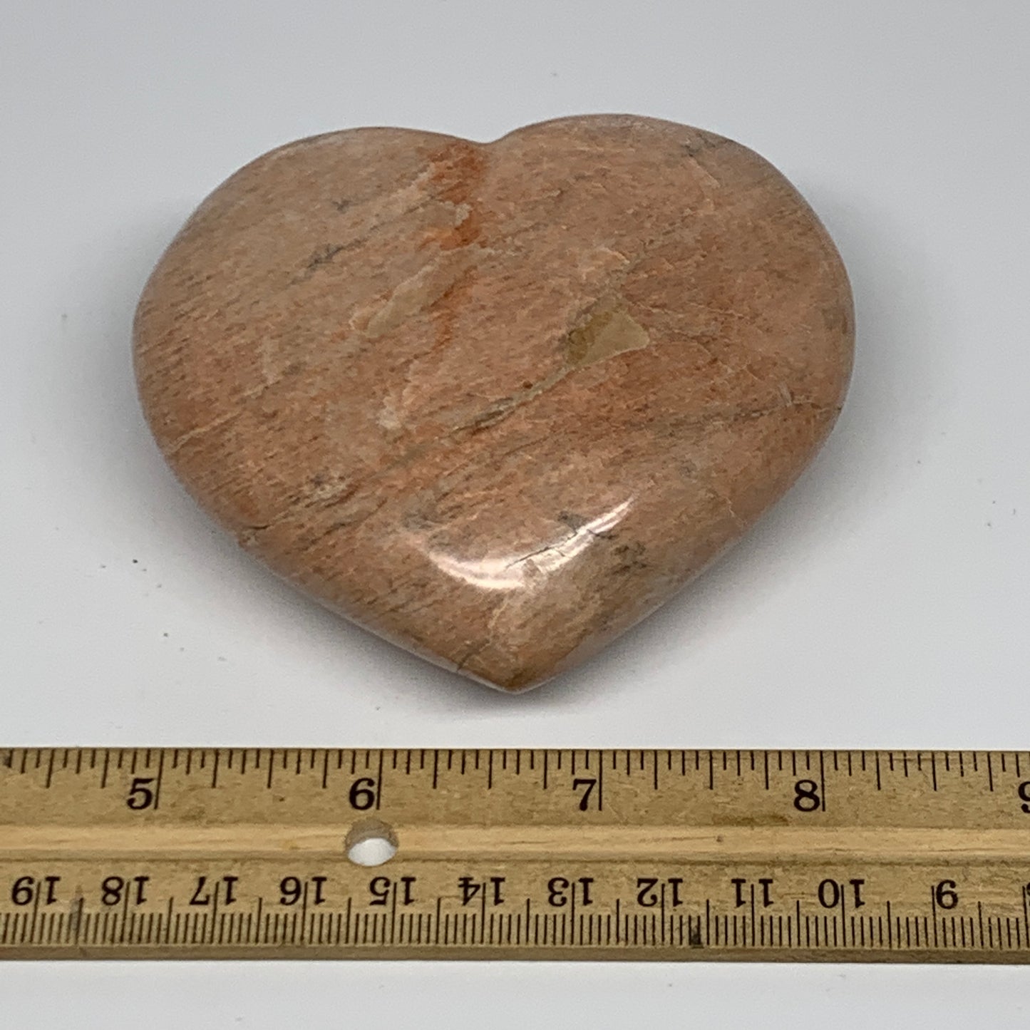 340.1g,3.1"x3.5"x1.5", Pink Peach Moonstone Heart Crystal Polished Reiki,B17469