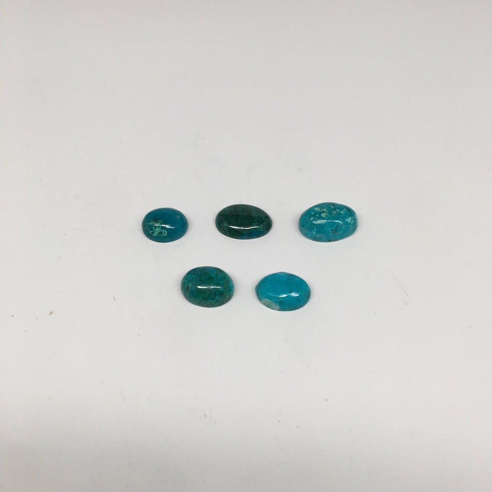 51.5 cts, 5pcs, Natural Oval Flat Bottom Chrysocolla Cabochons @Mexico,Lot31 - watangem.com