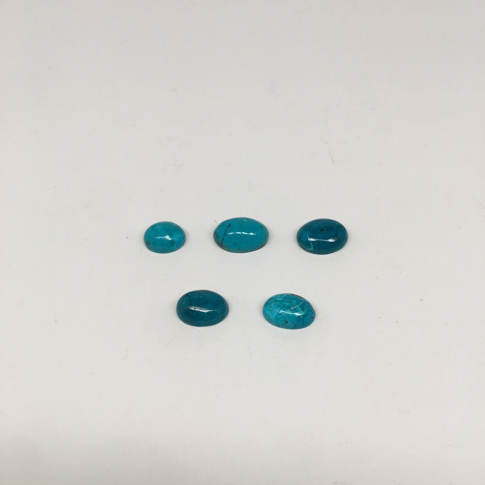 33 cts, 5pcs, Natural Oval Flat Bottom Chrysocolla Cabochons @Mexico,Lot36 - watangem.com