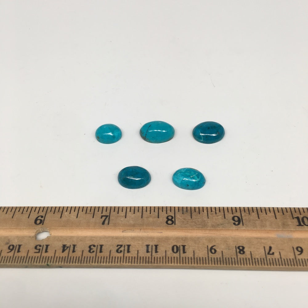 33 cts, 5pcs, Natural Oval Flat Bottom Chrysocolla Cabochons @Mexico,Lot36 - watangem.com